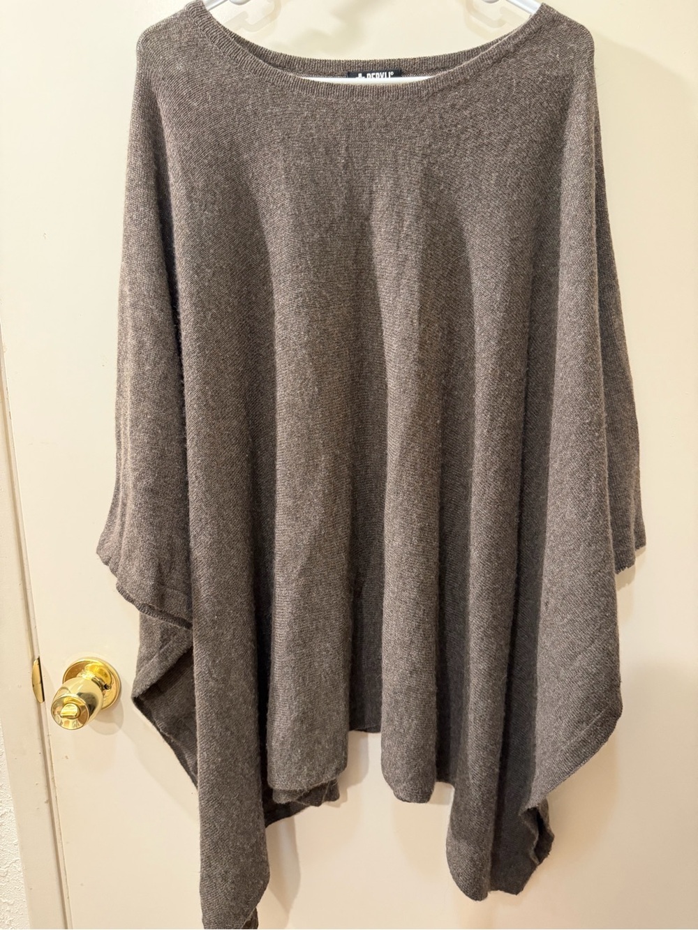 +Beryll 100% Cashmere Gray Oversized Poncho Cape Sweater One Size